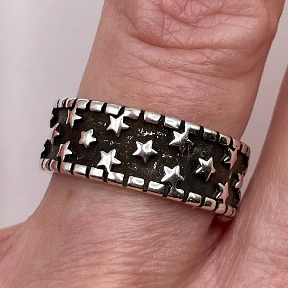 925 Sterling Stamped Adjustable Star Boho Ring #1308 - Picture 7 of 11